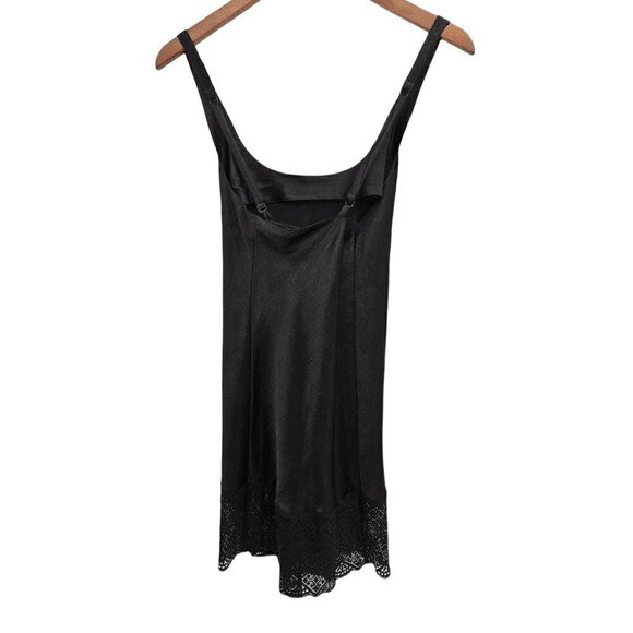 VTG Victorias Secret Lingerie Gold Label 90s Sz M Black Satin Chemise Nightie - Picture 5 of 9